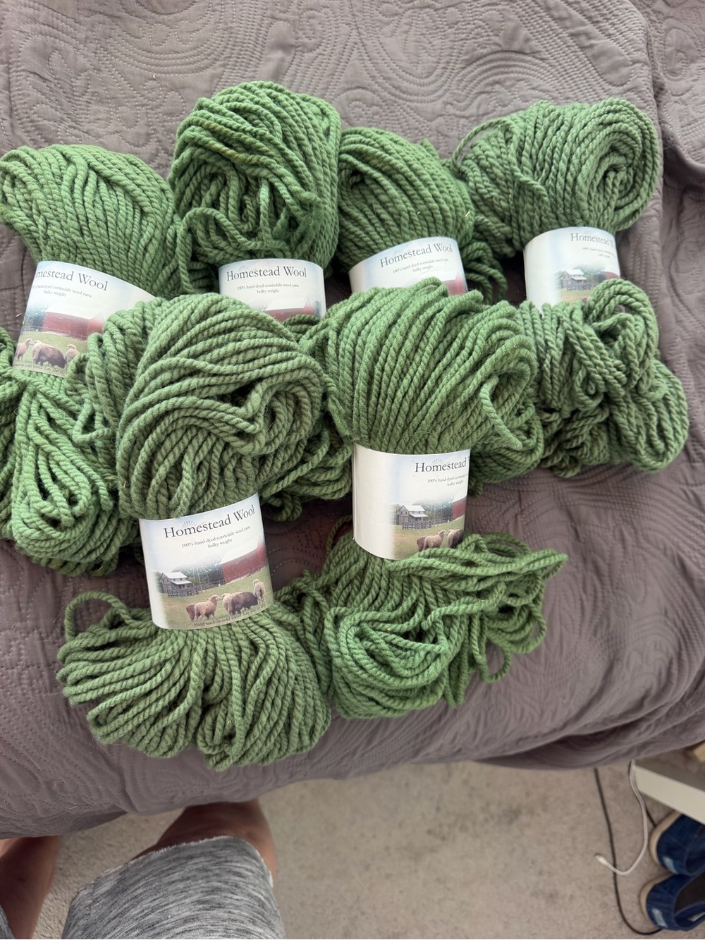 Homestead Wool Chunky Green Yarn - Lot of 6Skeins